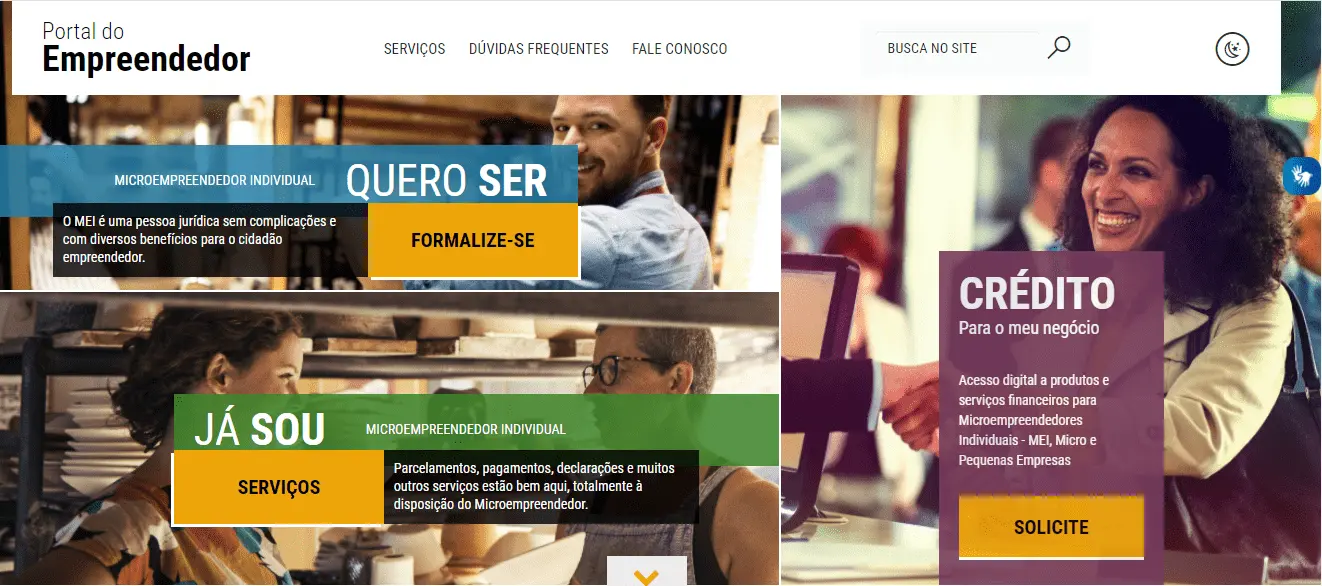 Página inicial do Portal do Empreendedor