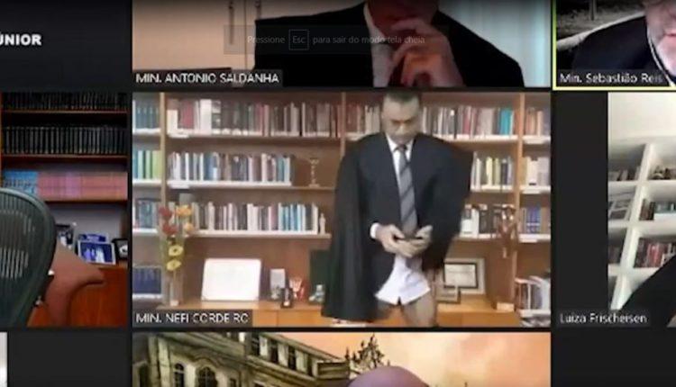 Ministro Néfi Cordeiro é flagrado sem calças em transmissão de sessão do STJ. Foto: reprodução
