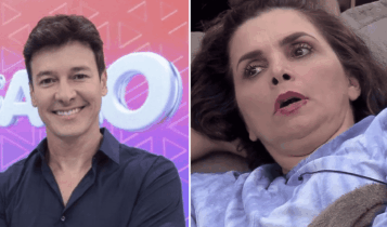 Na imagem, o apresentador Rodrigo Faro e Luiza Ambiel, participante de A Fazenda 2020