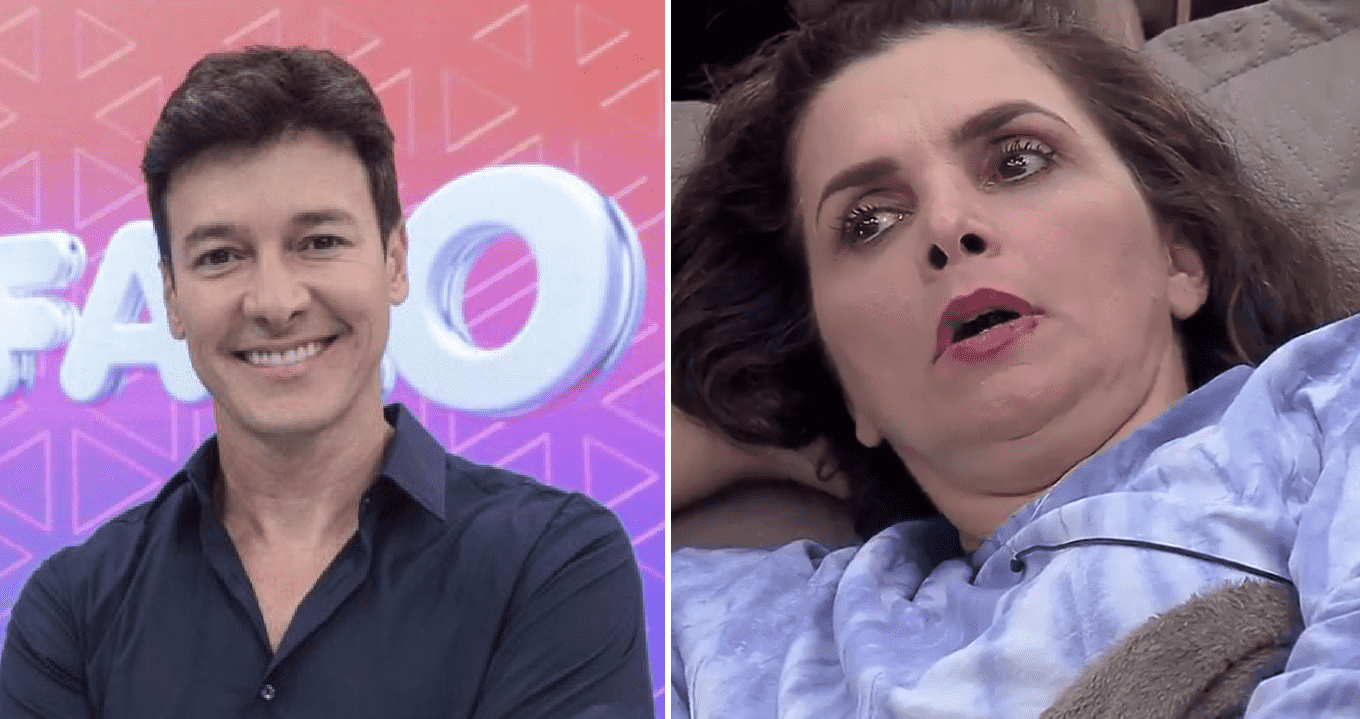 Na imagem, o apresentador Rodrigo Faro e Luiza Ambiel, participante de A Fazenda 2020