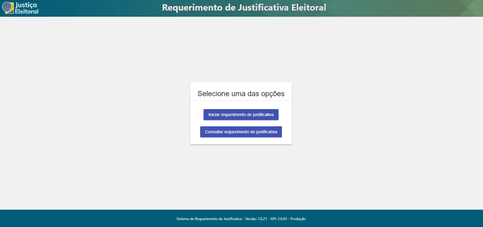 Print da tela sistema justifica 