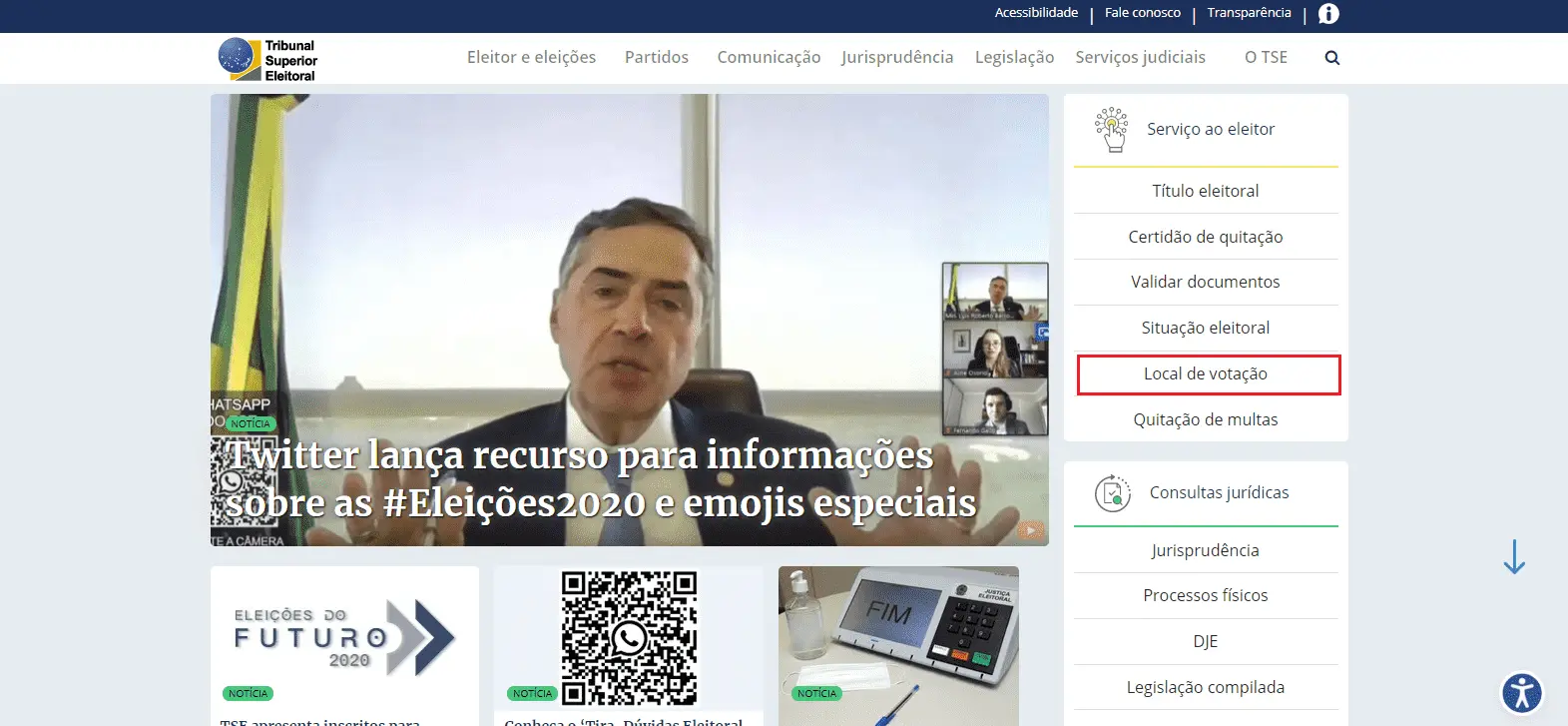 foto mostra print da tela do site do TSE