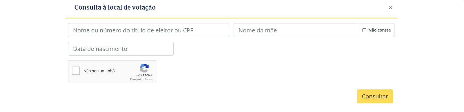 Foto mostra print de aba no site do TSE