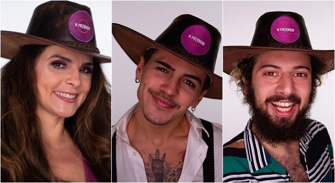 Imagem dos roceiros Luiza, Biel e Cartolouco na Enquete A Fazenda 12