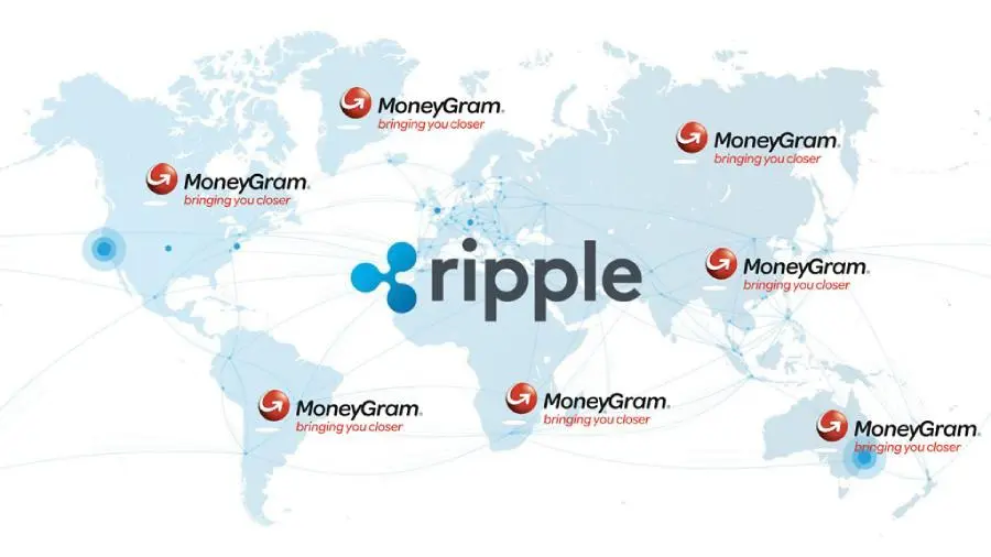 Ripple e mapa mundo para comprar XRP no parceiro MoneyGram