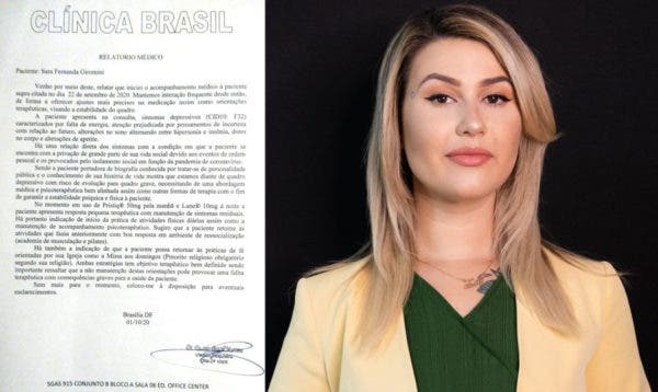 Sara Winter exibiu relatório médico em suas redes sociais. Foto: reprodução