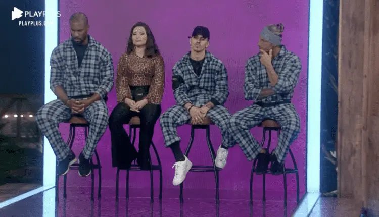 Na imagem, Rodrigo Moraes, Raissa Barbosa, Biel e Juliano Ceglia em A Fazenda 2020