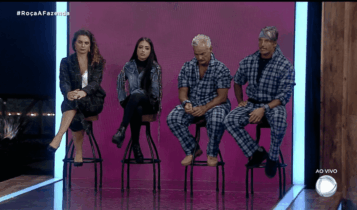 Imagem de Luiza, Mirella, Mateus e Juliano na Enquete A Fazenda 12