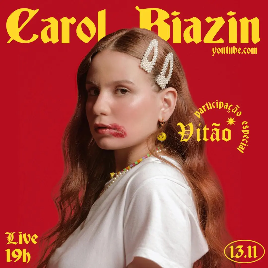 Imagem mostra divulgação da live de Carol Biazin