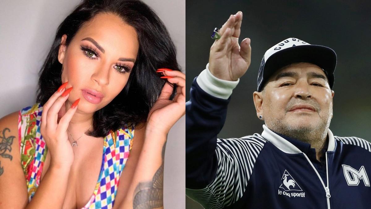 Na imagem ex-BBB Ariadna Arantes e Diego Maradona