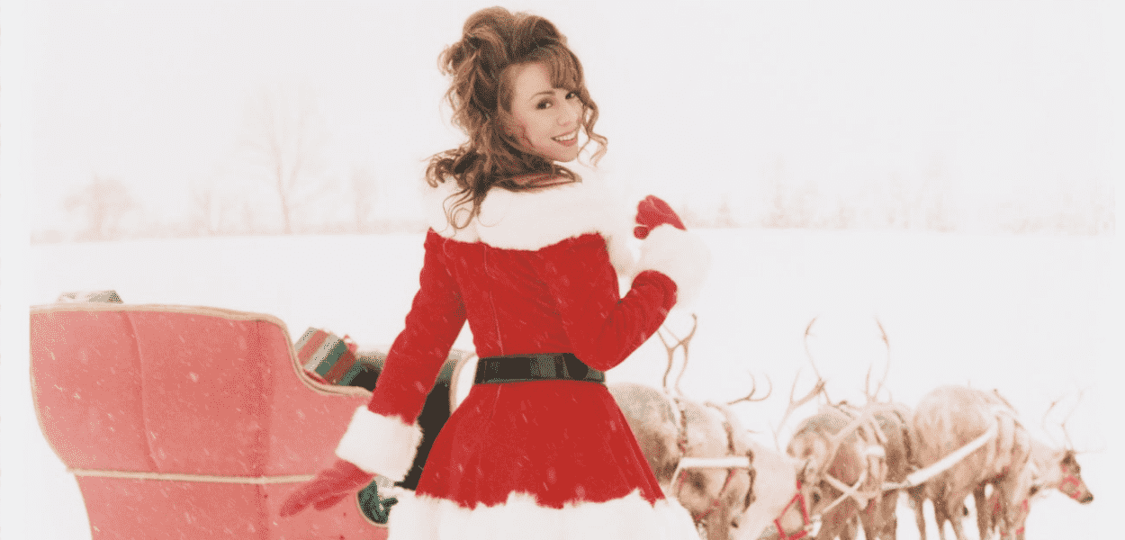 Mariah Carey em foto para uma das músicas de Natal mais bem-sucedidas de todos os tempos.