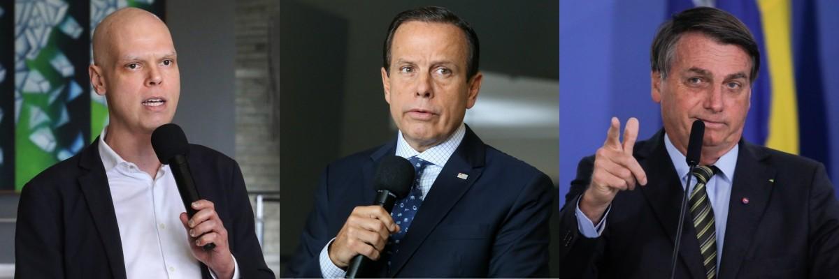 prefeito Bruno Covas, governador João Doria e presidente Jair Bolsonaro