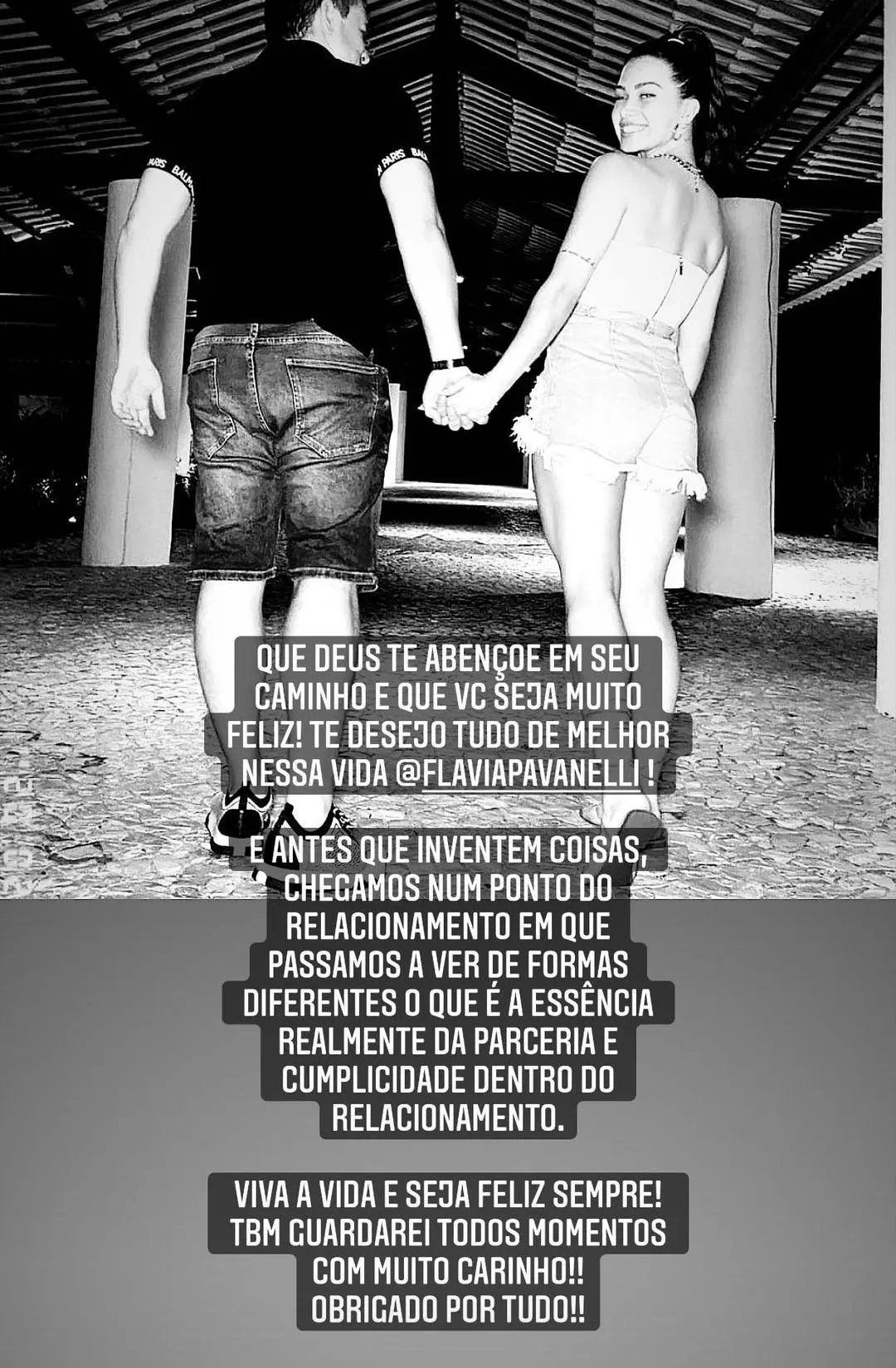 Imagem mostra anúncio do fim de noivado de Flavia Pavanelli e Junior