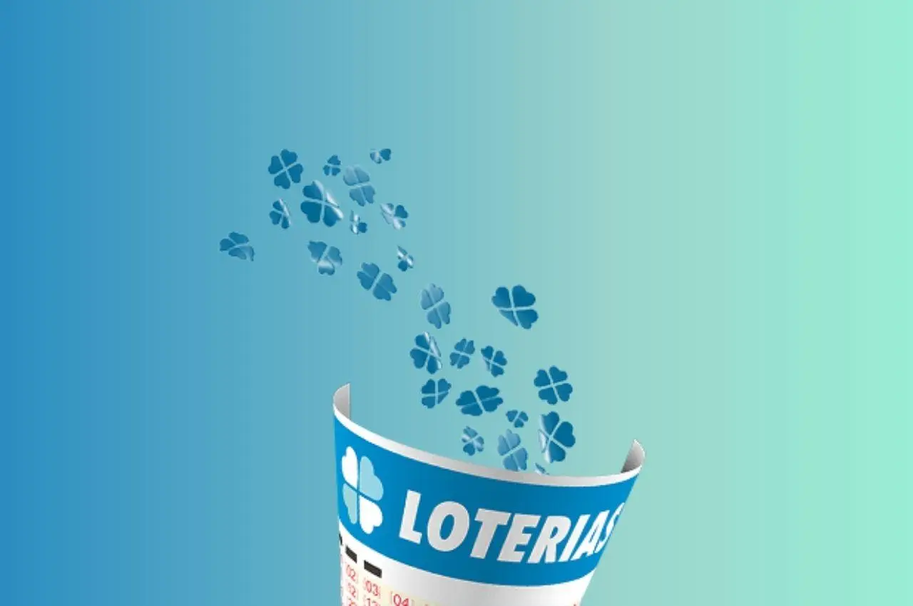 bilhete digital da loteria na cor azul sob um fundo gradiente azul e verde agua, resultado da loteria federal 5517