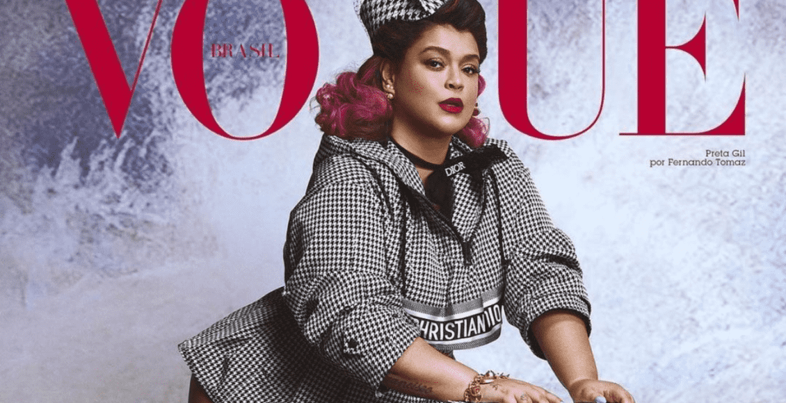 Imagem mostra capa da revista Vogue com Preta Gil