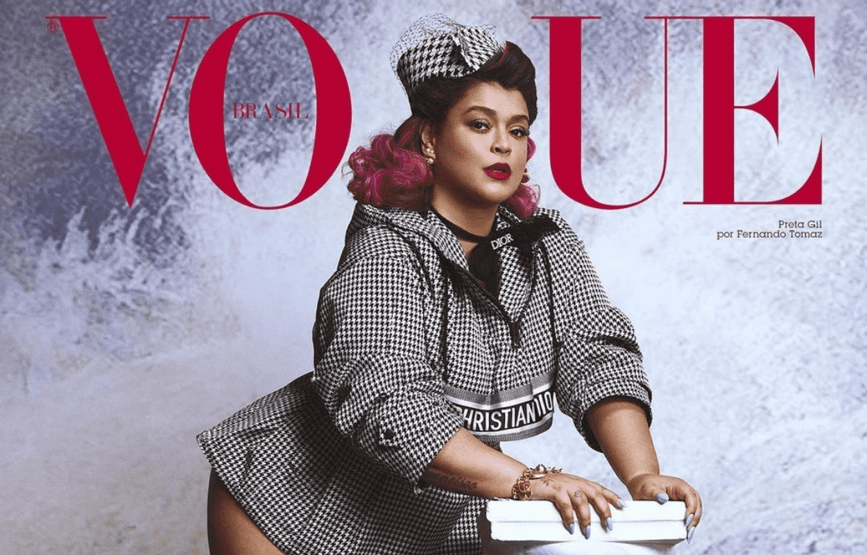Imagem mostra capa da revista Vogue com Preta Gil