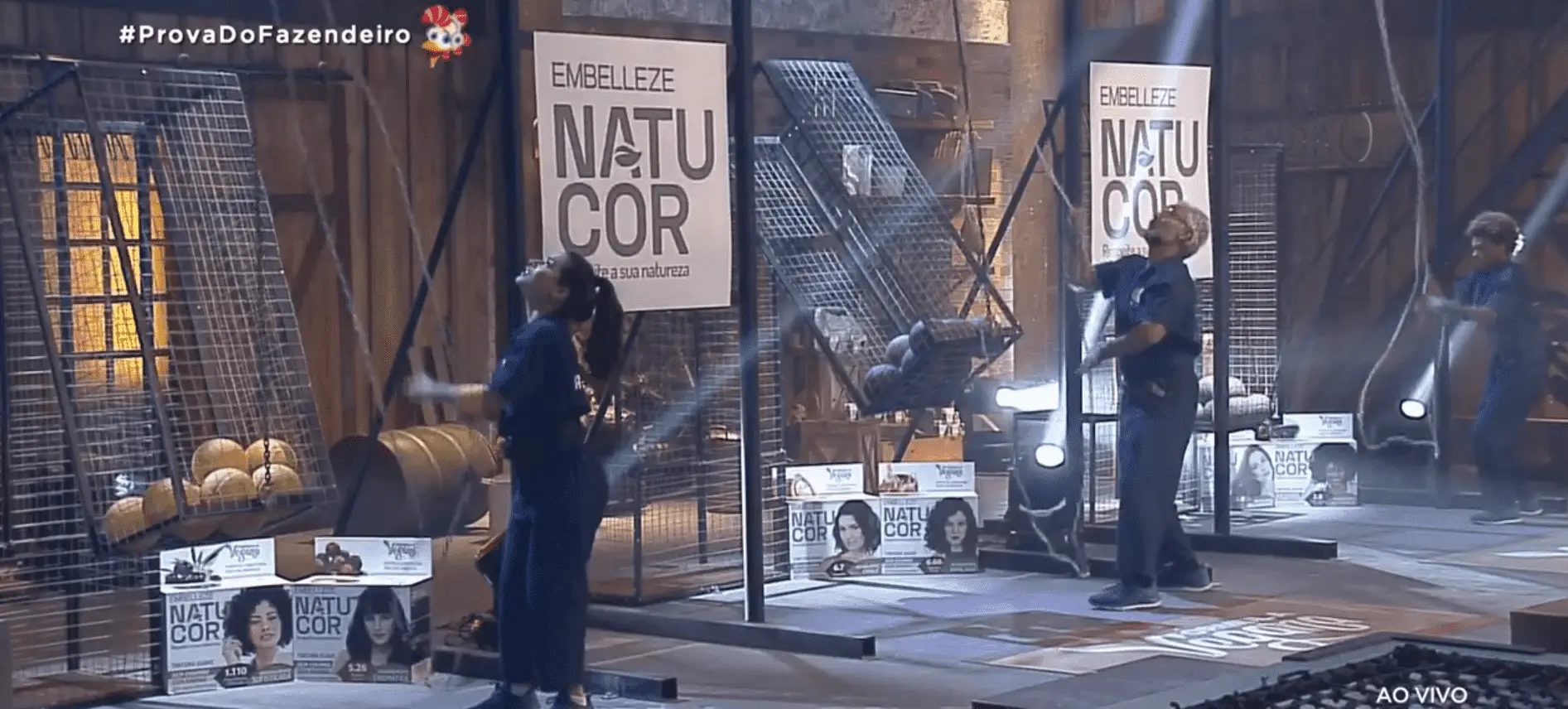 Imagem de Raissa, Mateus e lidi na prova de A Fazenda 2020