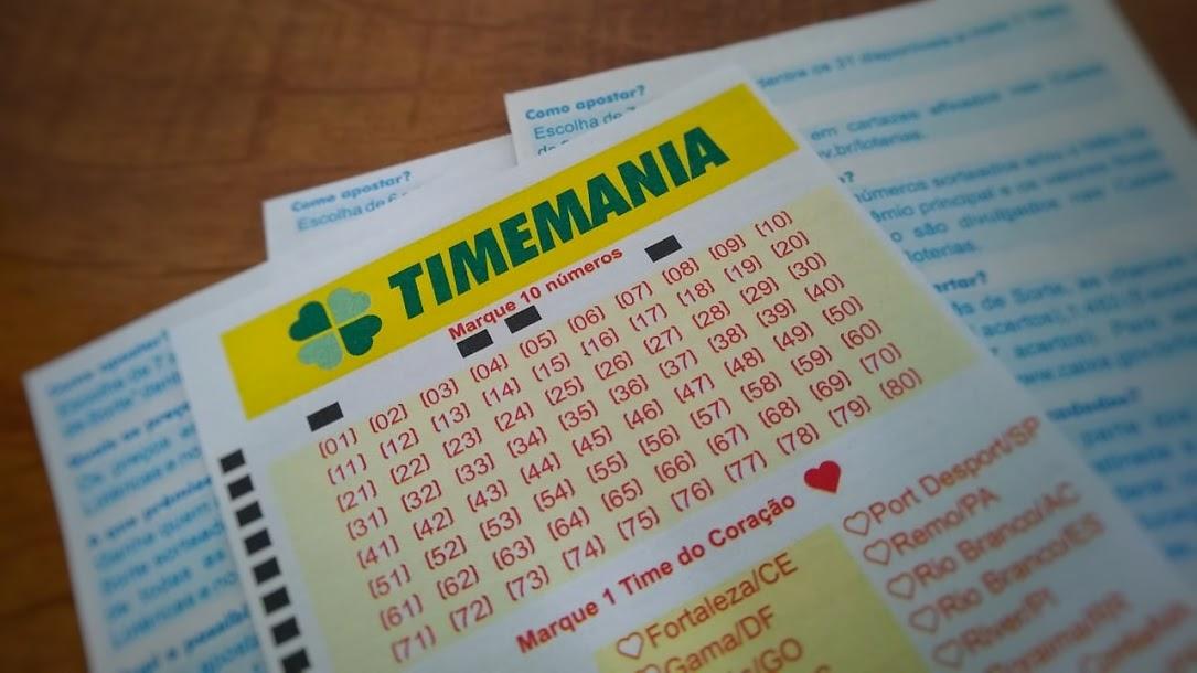 Resultado da Timemania de ontem - A imagem mostra um bilhete da Timemania