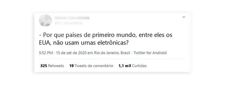 print da postagem falsa no twitter