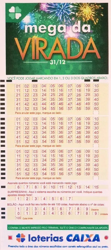 A imagem mostra um volante da Mega da Virada 2020
