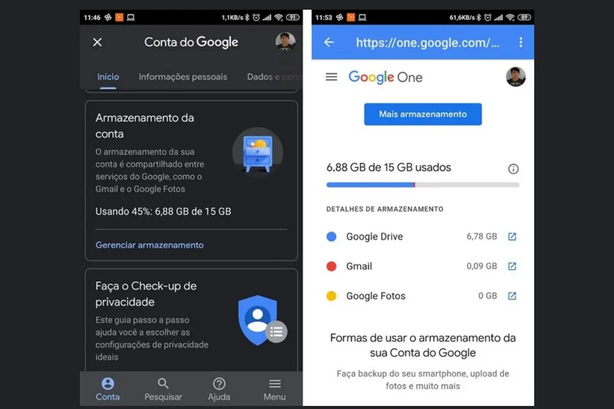 Como conferir armazenamento gratuito do Google 