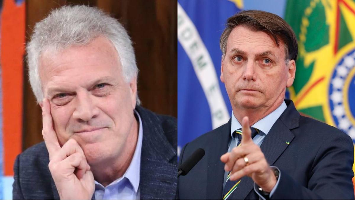 Na imagem o apresentador Pedro Bial e Jair Bolsonaro