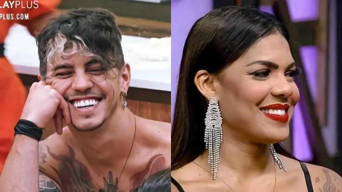 Na imagem Biel e Tays Reis de A Fazenda 12