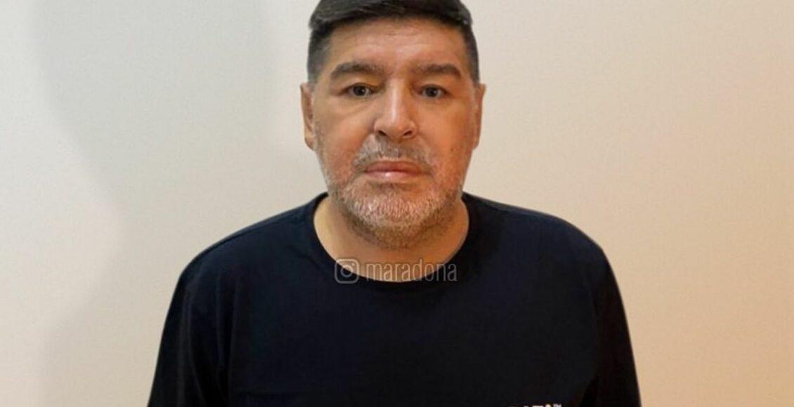 Imagem mostra rosto de Diego Maradona