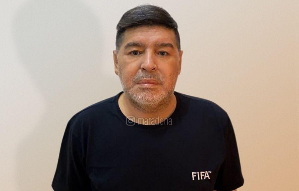 Imagem mostra rosto de Diego Maradona