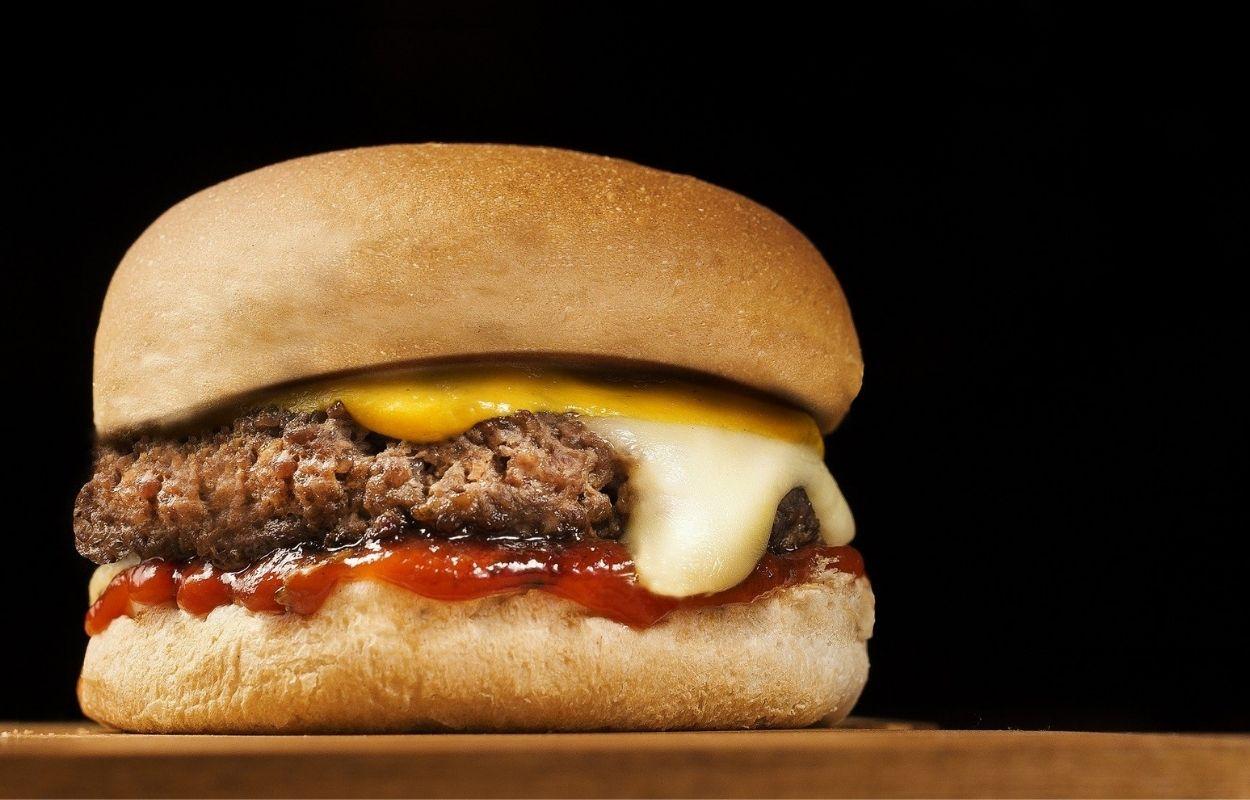 Imagem mostra foto de hambúrguer com queijo