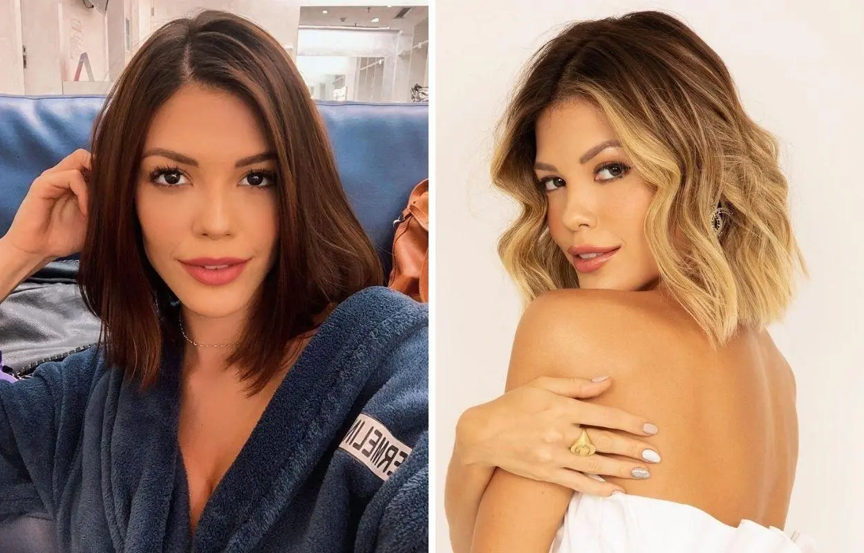 Imagem mostra antes e depois da mudança de visual da Vitória Strada