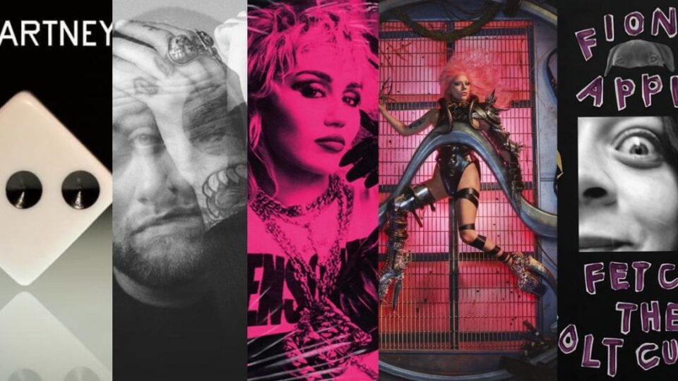 Imagens com a capa de quatro dos doze melhores álbuns lançados em 2020