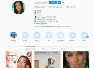 Na imagem um print do Instagram da ex-BBB Ivy Moraes