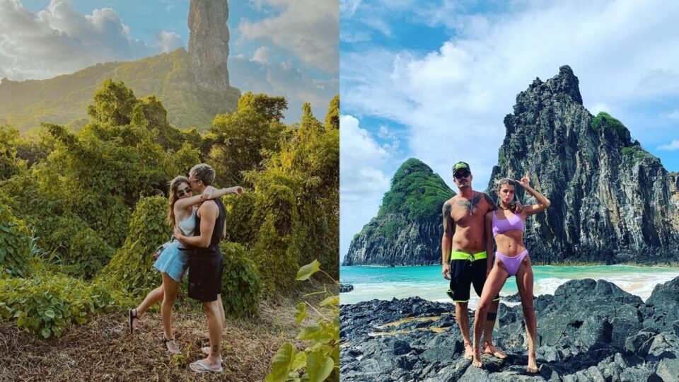 Na imagem Jade Picon, João Guilherme - Paulinho Vilhena e Maria, em Fernando de Noronha