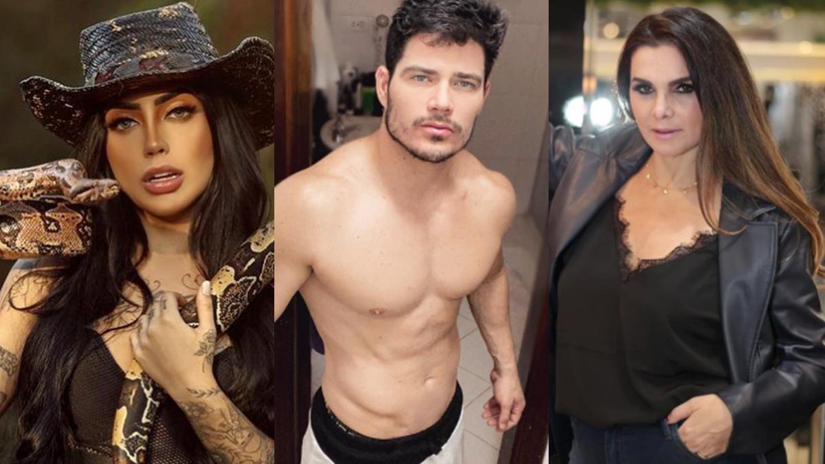Na imagem Mirella, JP Gadêlha e Luiza Ambiel de A Fazenda 12