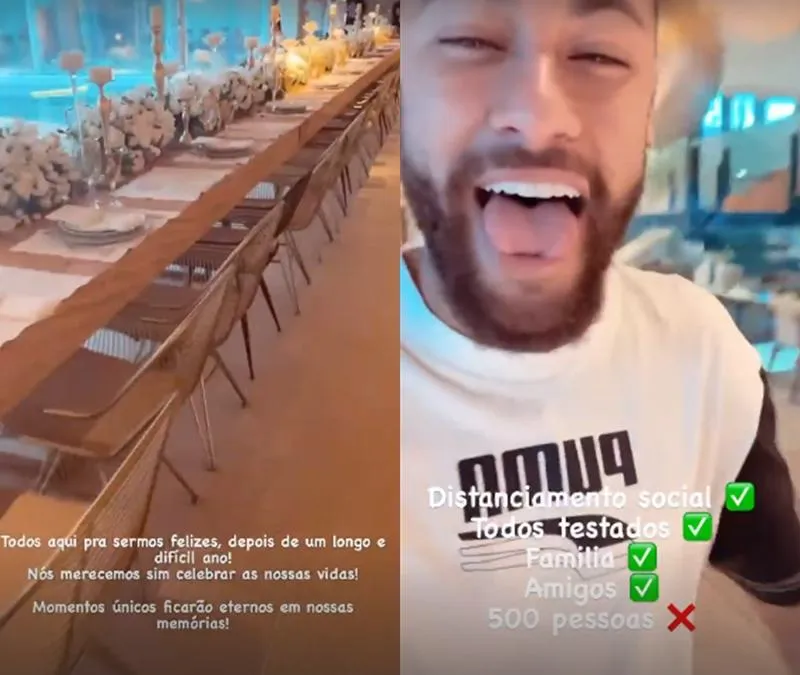 Na imagem Neymar debocha sobre festa em Stories