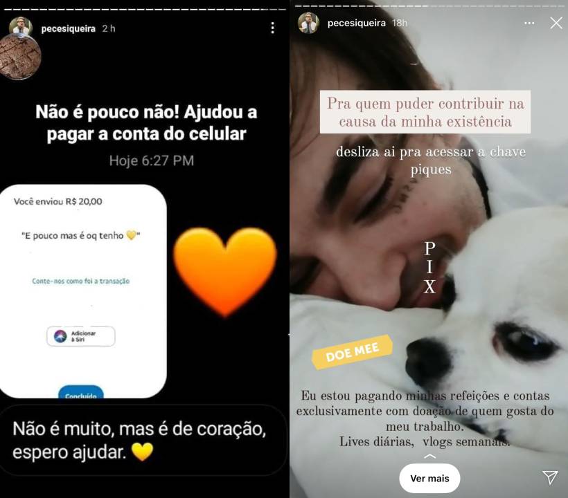 PC Siqueira diz que está vivendo de doações de fãs após acusações Prints pc siqueira