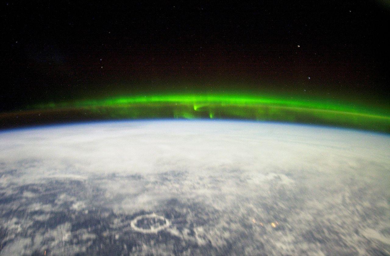 Uma Aurora Boreal vista do espaço. Foto: NASA