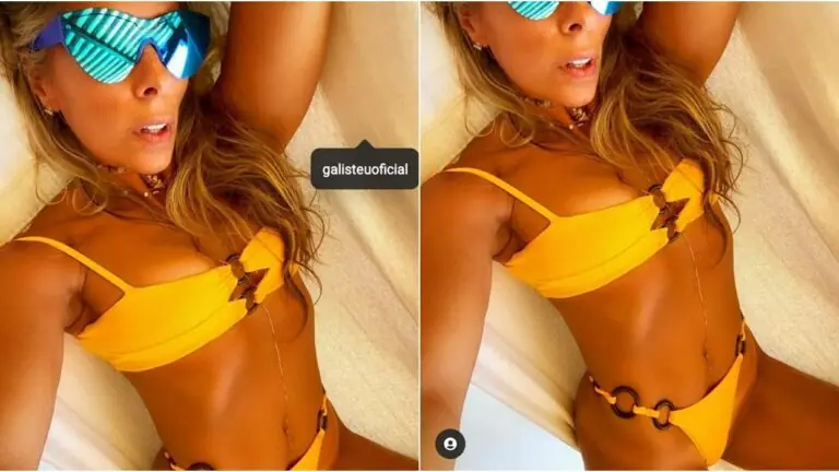 Aos 47 anos, Adriane Galisteu posa de biquíni e exibe barriga chapada