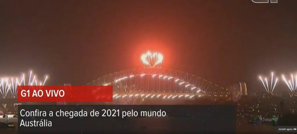 Imagem dos fogos de ano novo na Austrália