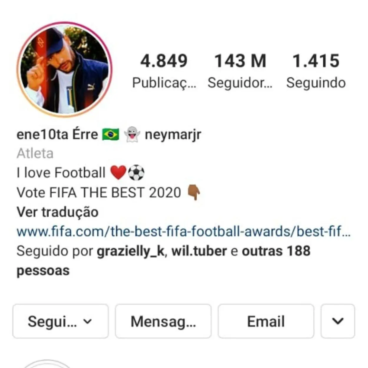 Brasileiros mais seguidos no Instagram Neymar