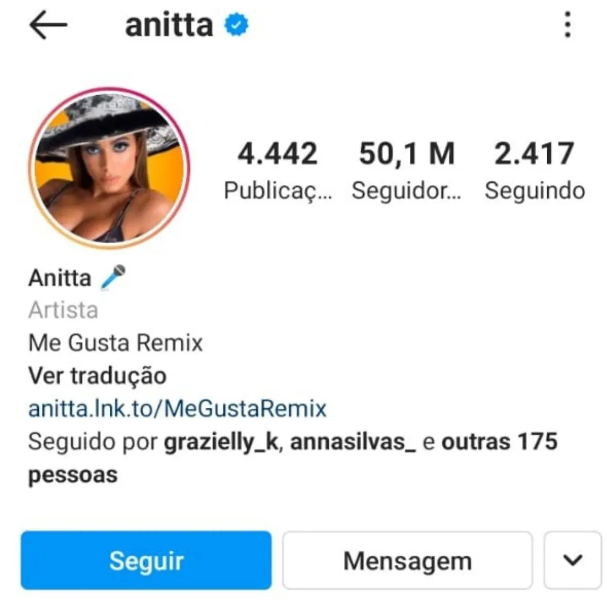Brasileiros mais seguidos no Instagram Anitta