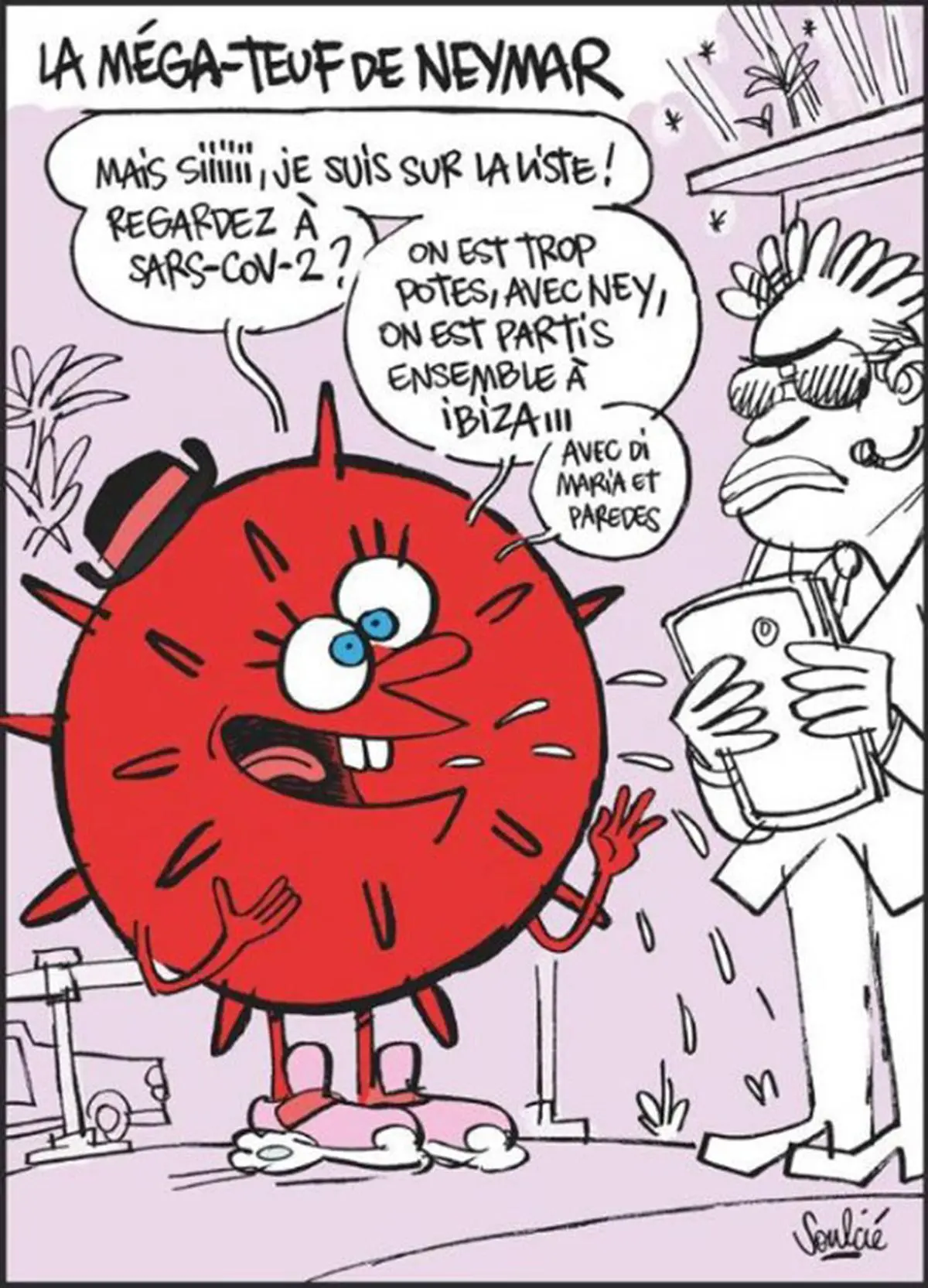 Charge do jornal L'Equipe sobre a festa de Neymar