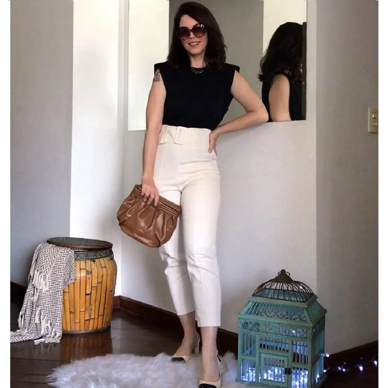Look muscle tee preto e branco