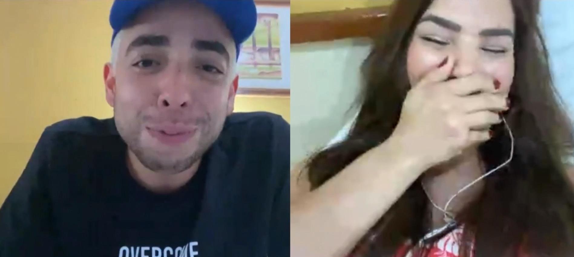 Imagem de Lucas e Raissa no podcast de A Fazenda 2020