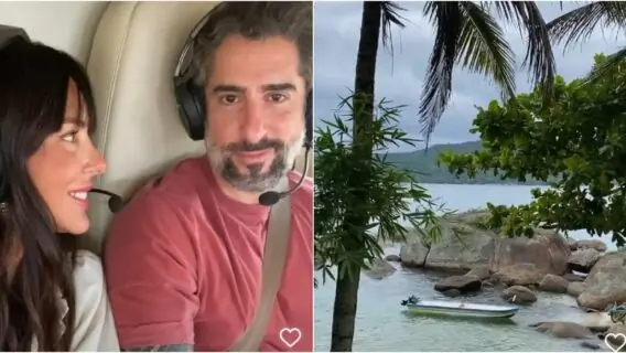 Após A Fazenda 12, Marcos Mion e esposa curtem descanso em ilha