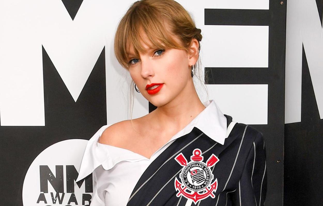 Montagem de Taylor Swift com a camisa do Corinthians