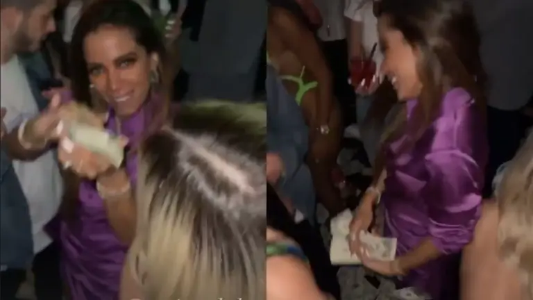 Anitta esbanja e distribui dólares em balada nos EUA