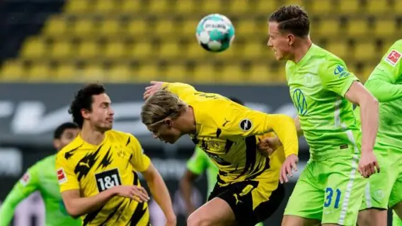 Com Haaland em campo, Borussia Dortmund vence o Wolfsburg