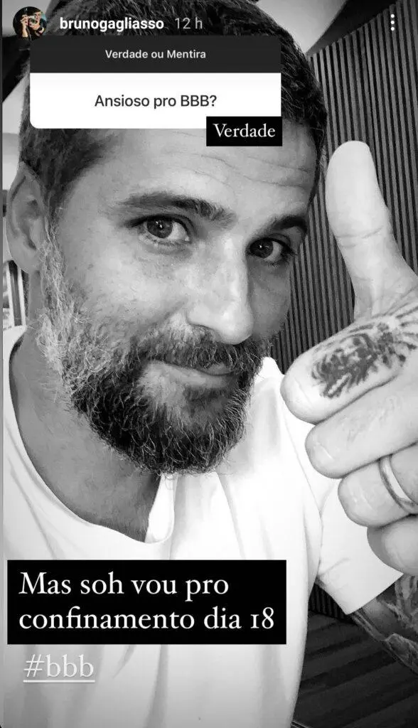 Imagem de Bruno Gagliasso falando sobre o BBB 21